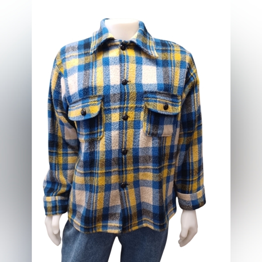 Canadian Caribou Vintage Plaid Wool Jacket 1960 EUC Size Large